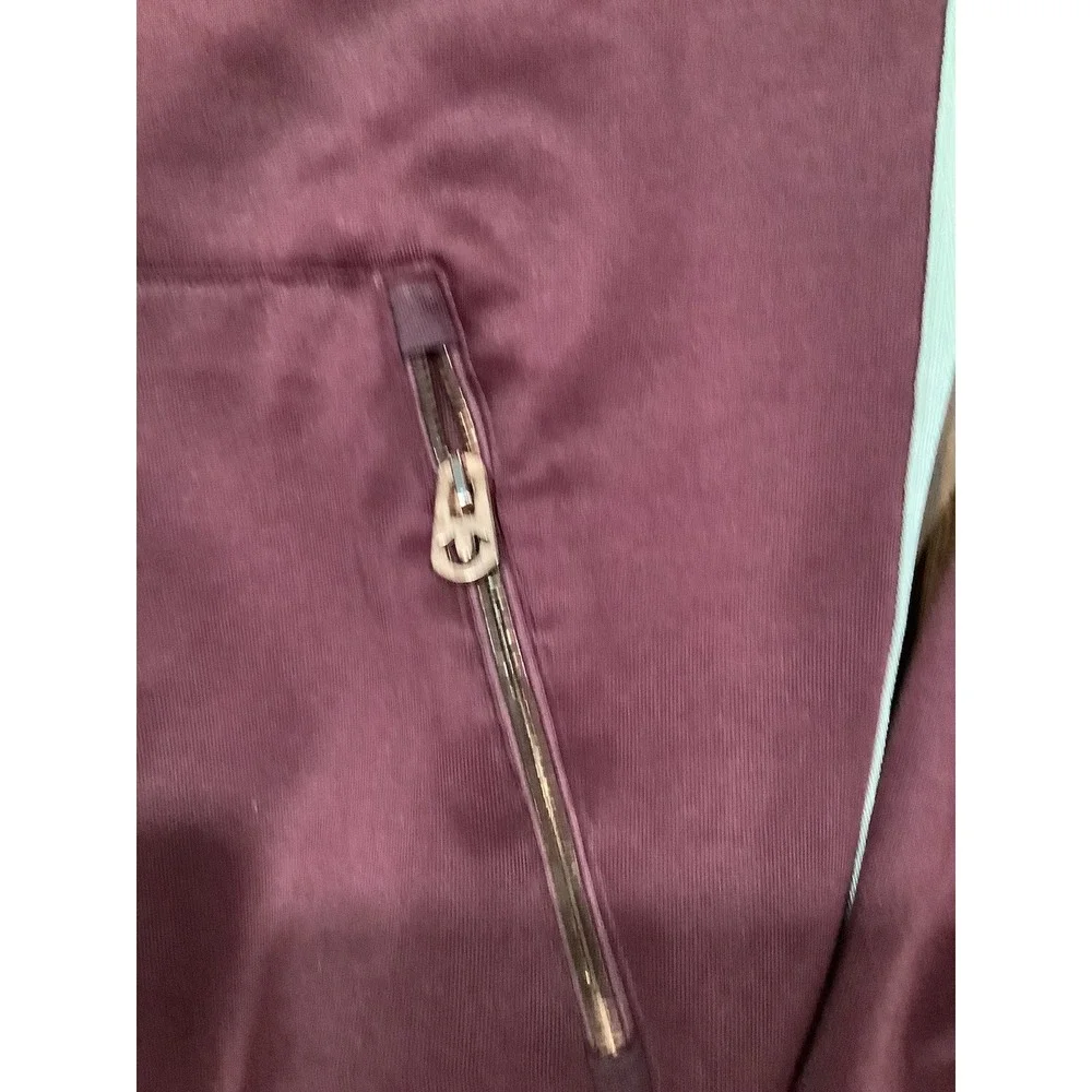 Men's True Religion Burgundy Hooded Zip Jacket With Biege Stripes Medium